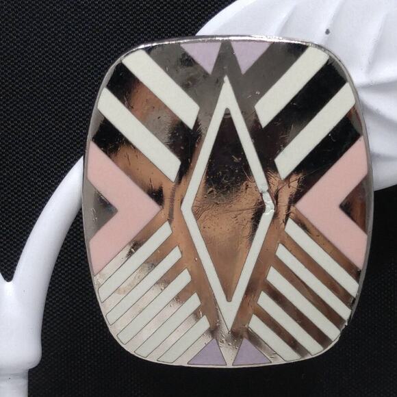 Vintage Laurel Burch "Quintessence" Geometric Earrings, Rhodium Plated, 1 1/8" - Picture 3 of 10